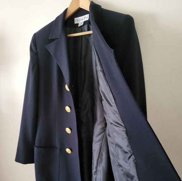 Vintage Christian Dior Double Breasted Rope Embroidered Detail Blazer Navy Sz 10 - Picture 12 of 16